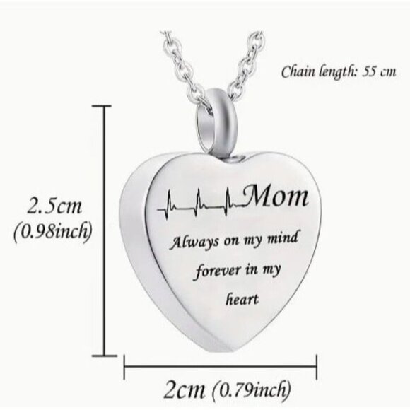 Sister Memory Heart Cremation Urn Pendant Necklace For Ashes - Picture 2 of 5